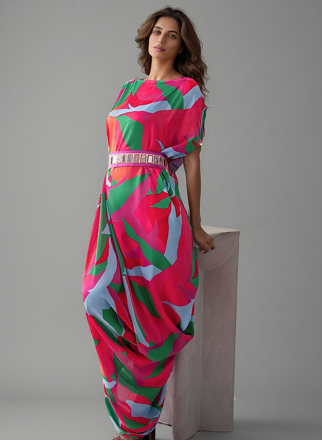 Print drape dress