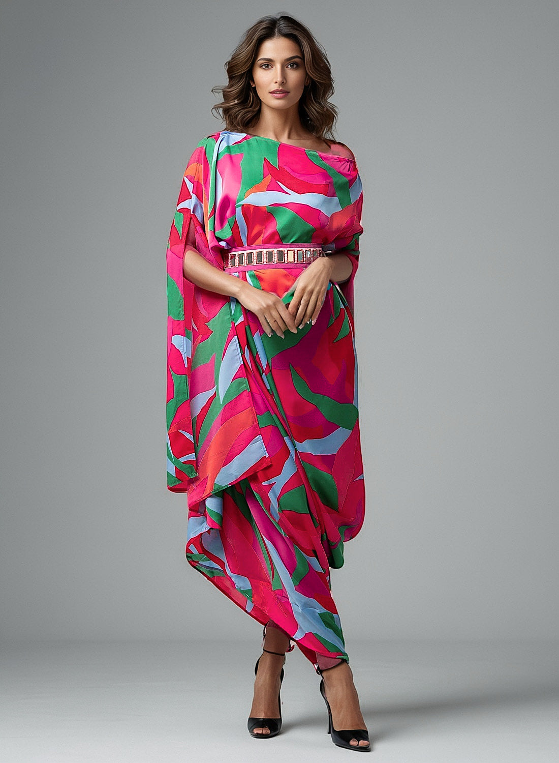 Print drape dress