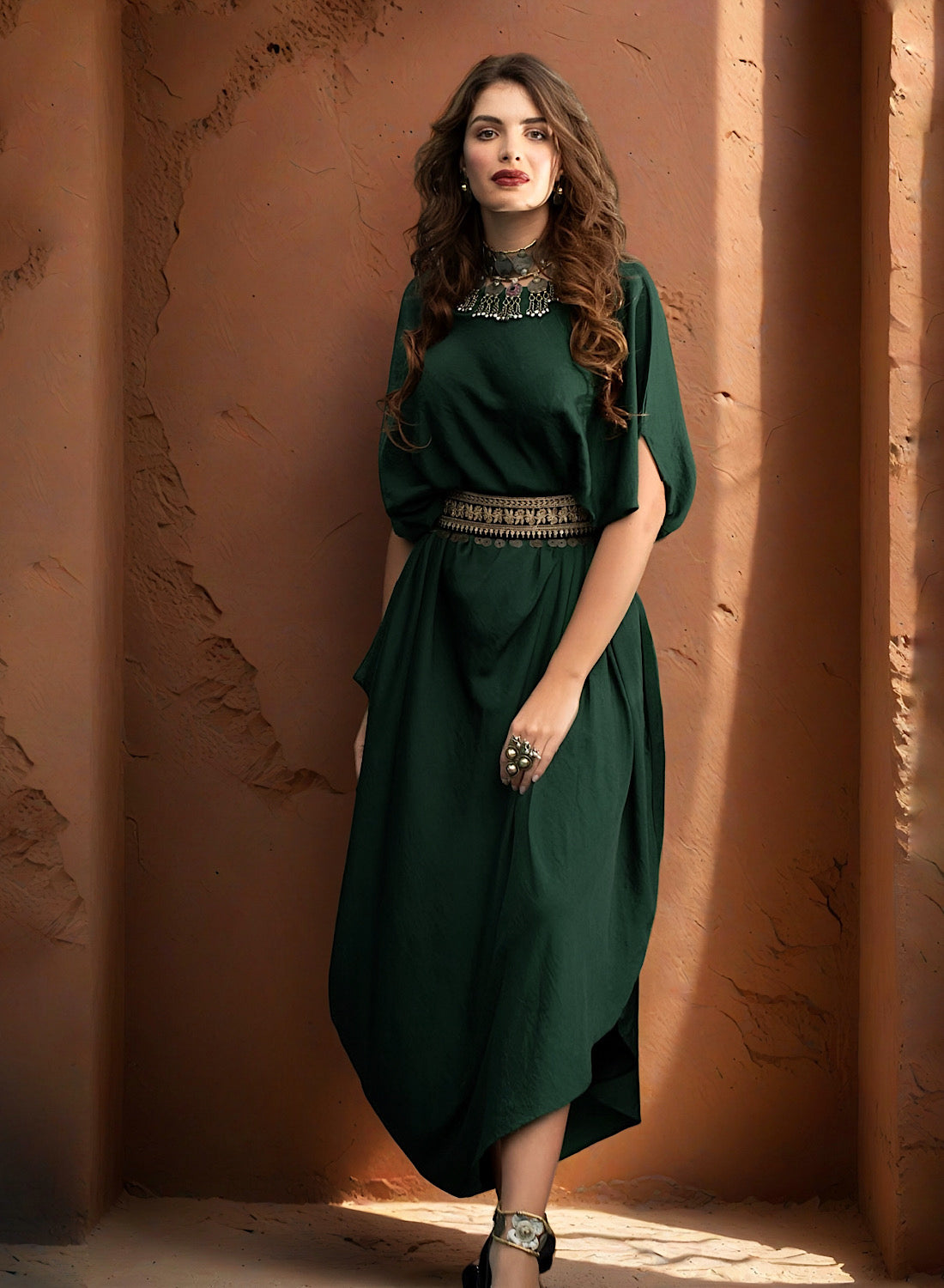 EMERALD DRAPE GOWN