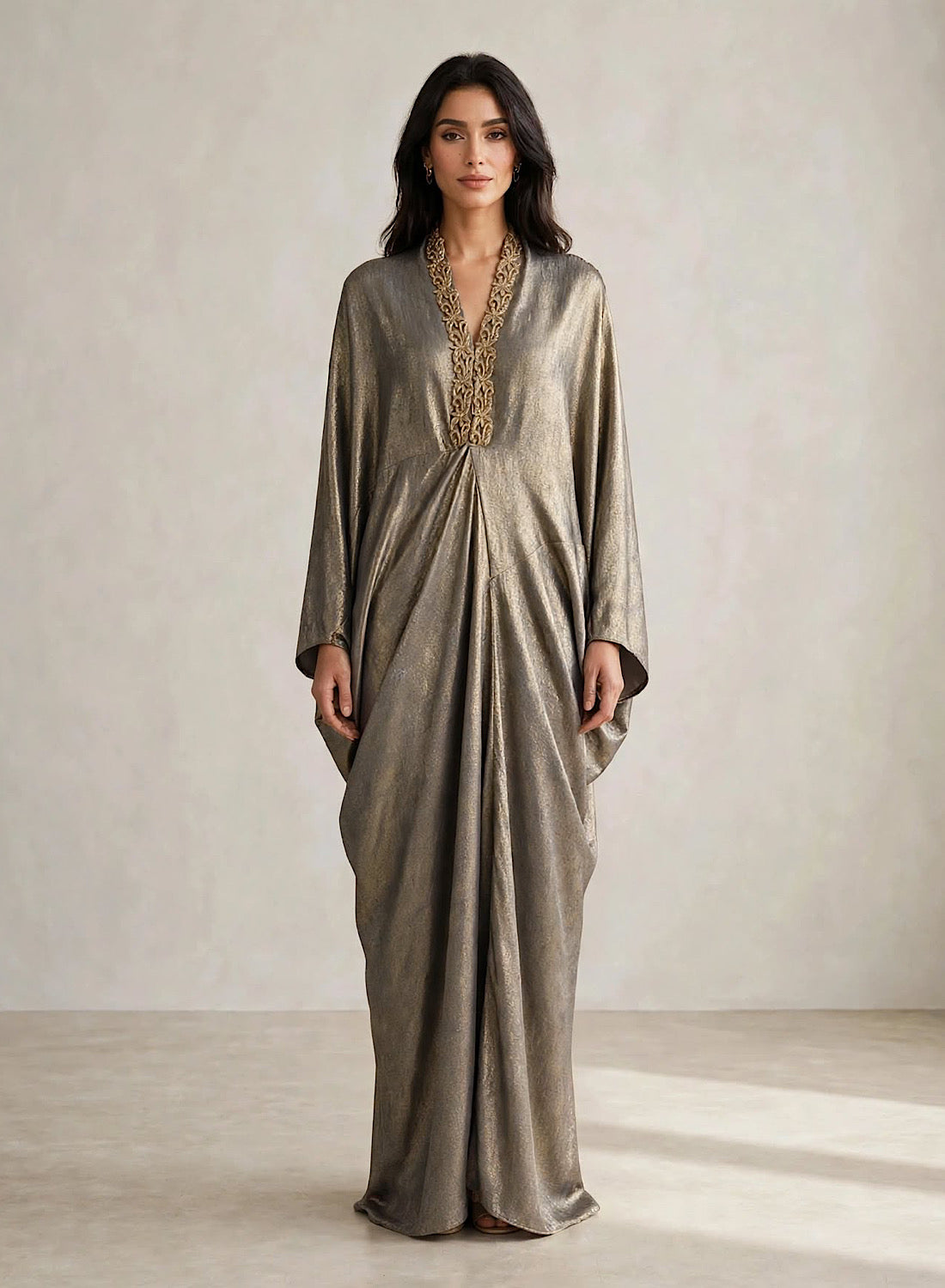 Shimmer drape kaftan