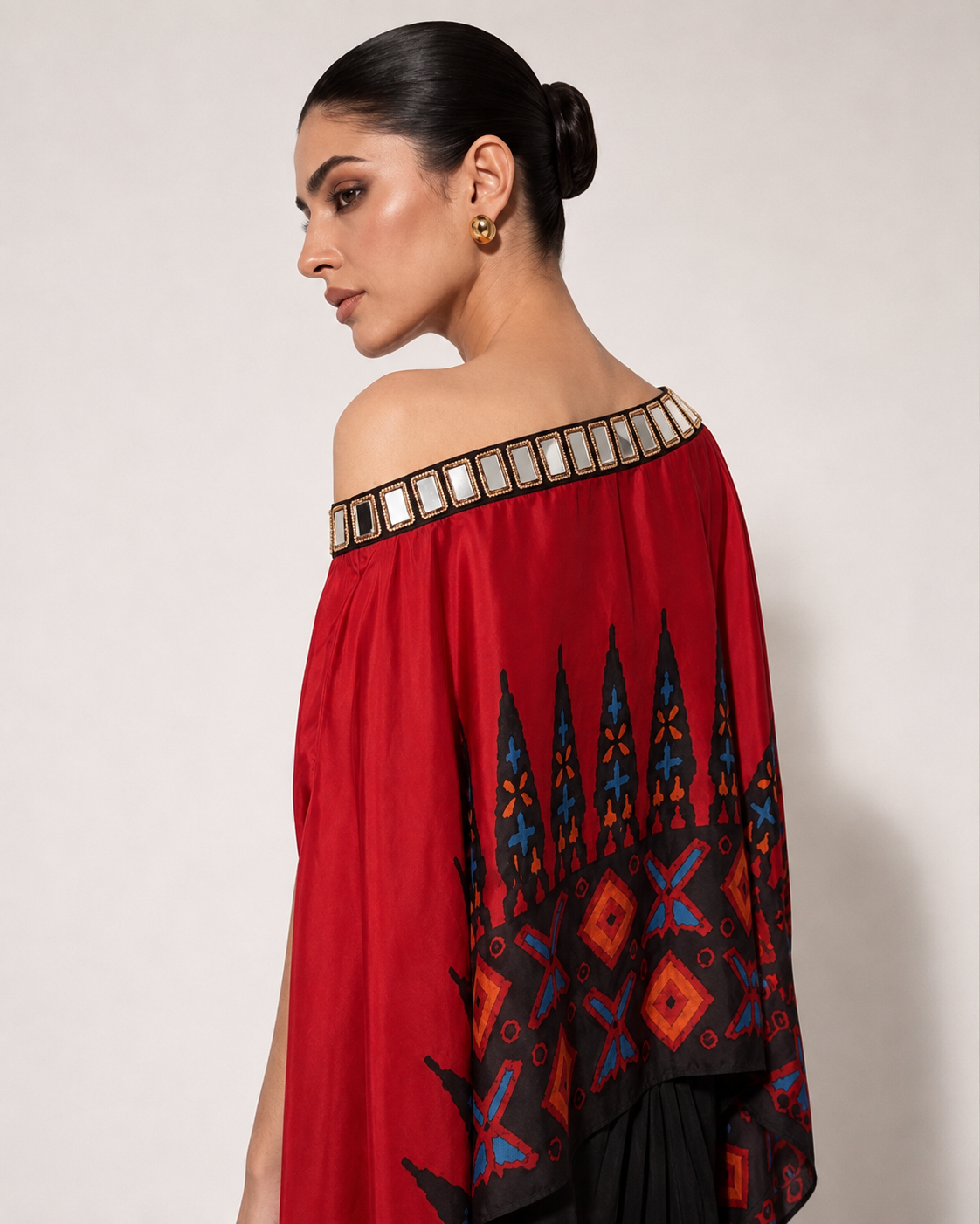 Ankara red drape skirt set
