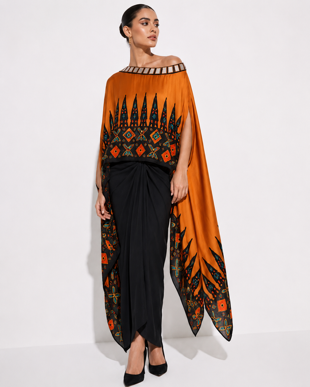 Ankara gold drape skirt set