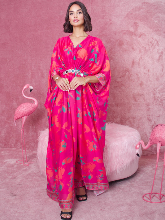 Fuschia Print Kaftan