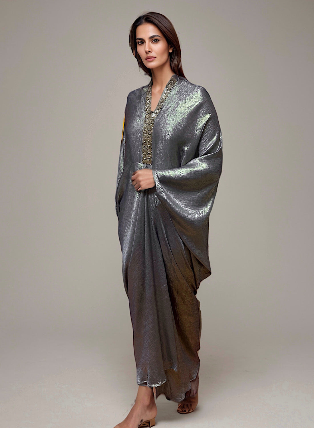 Shimmer drape kaftan