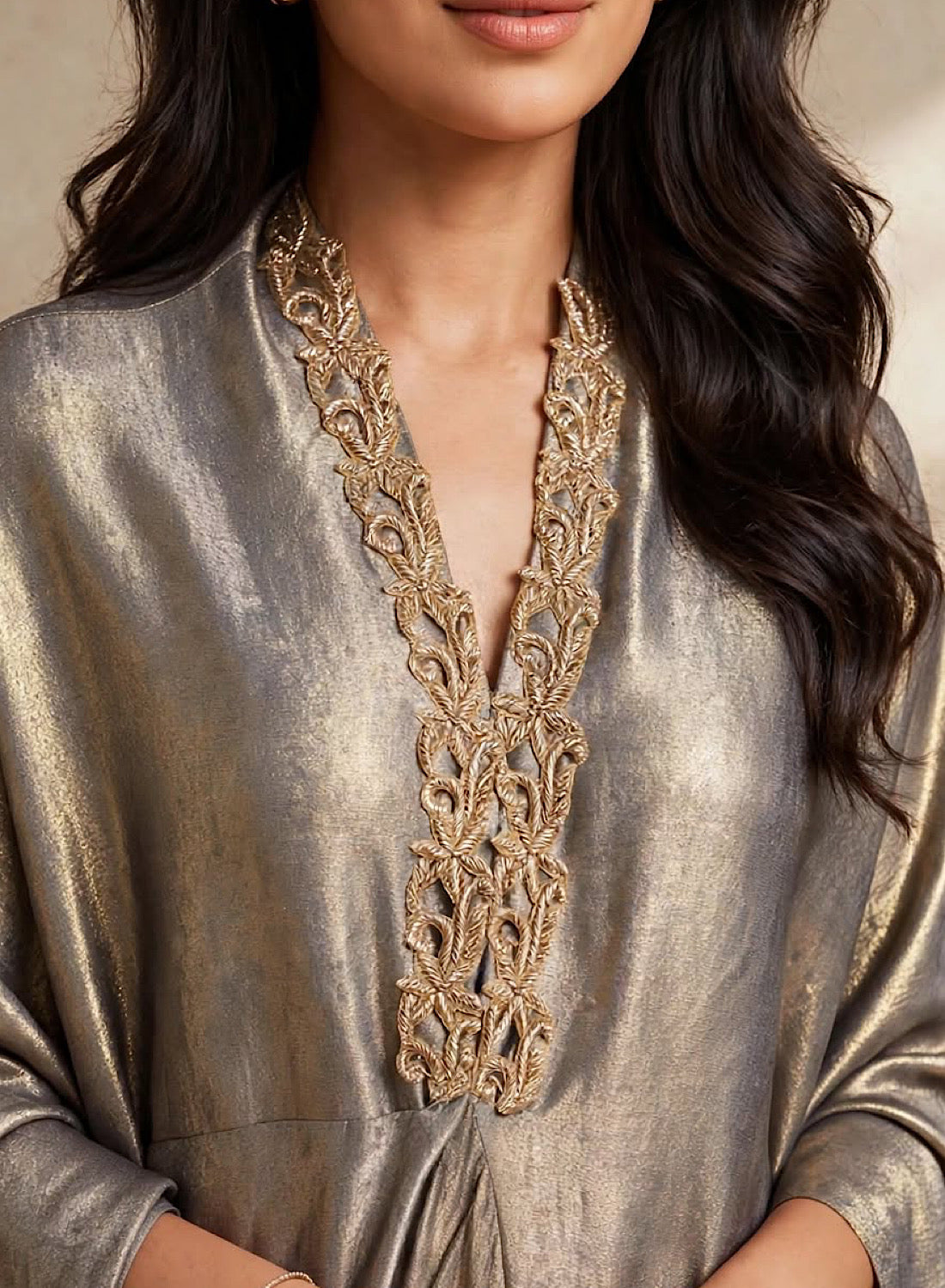 Shimmer drape kaftan