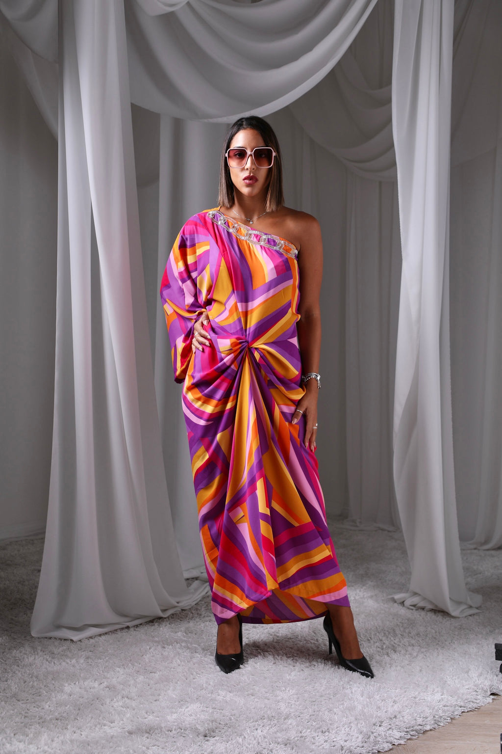 Huescape pleat dress