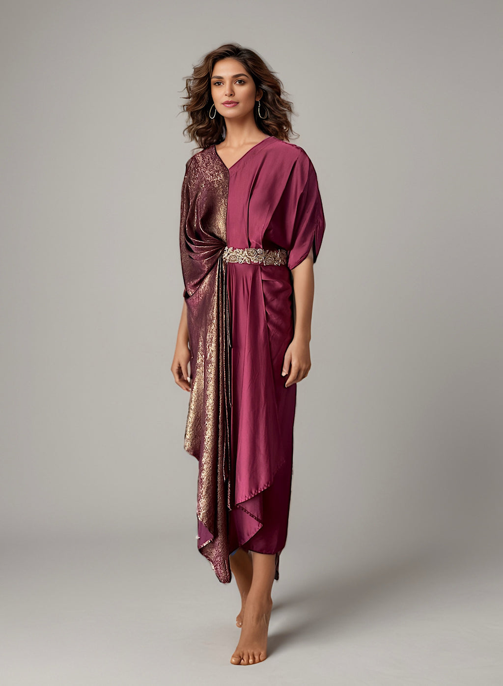 Multiprinted Pleat Dress