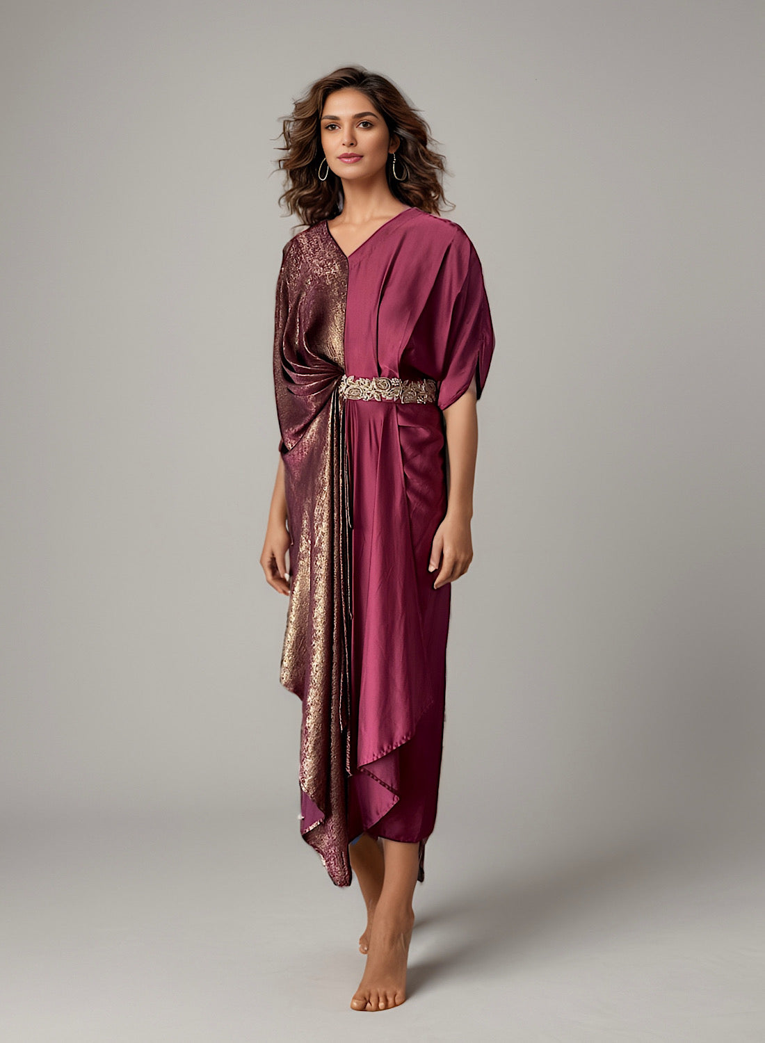 Multiprinted Pleat Dress