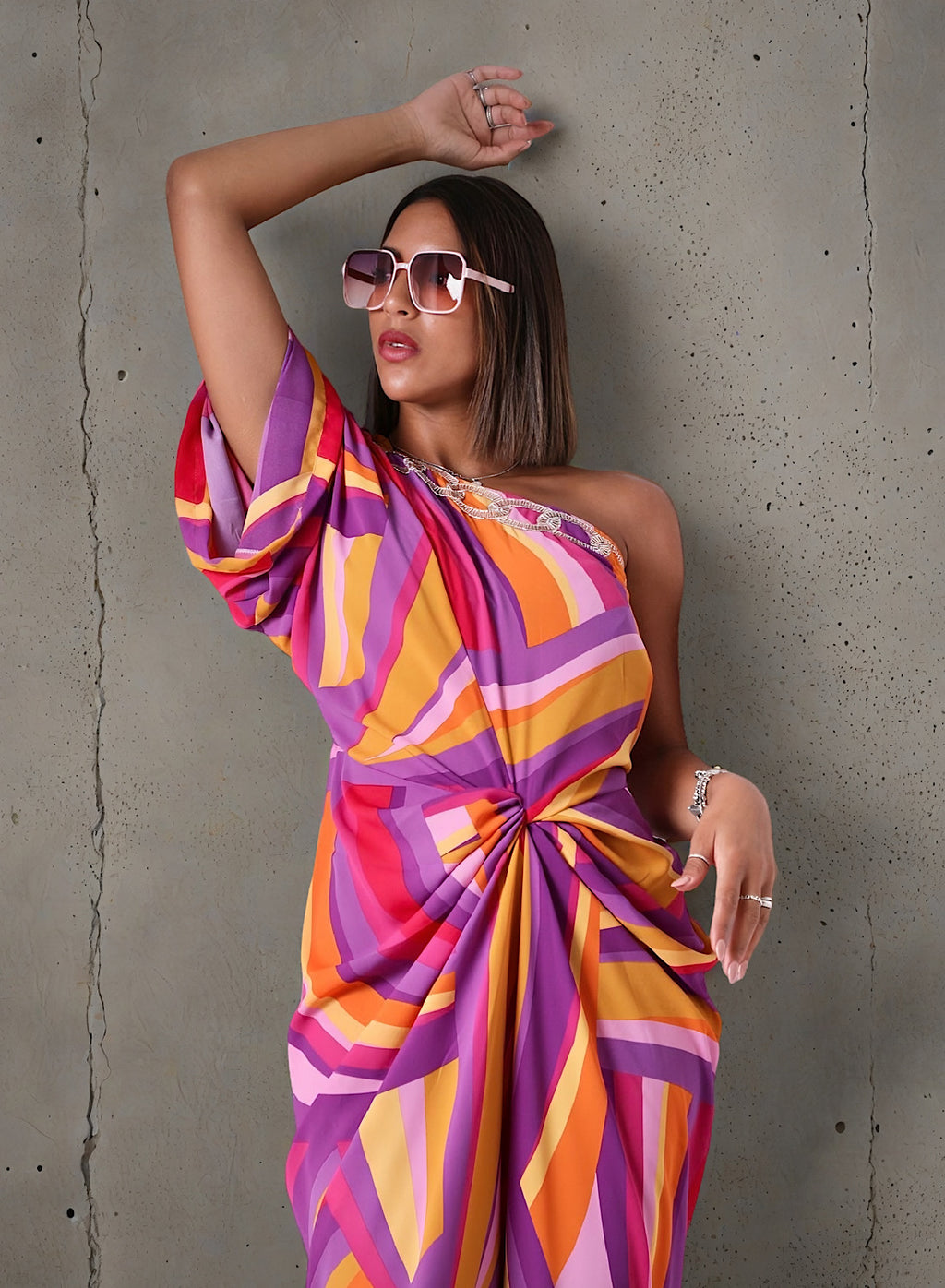 Huescape pleat dress