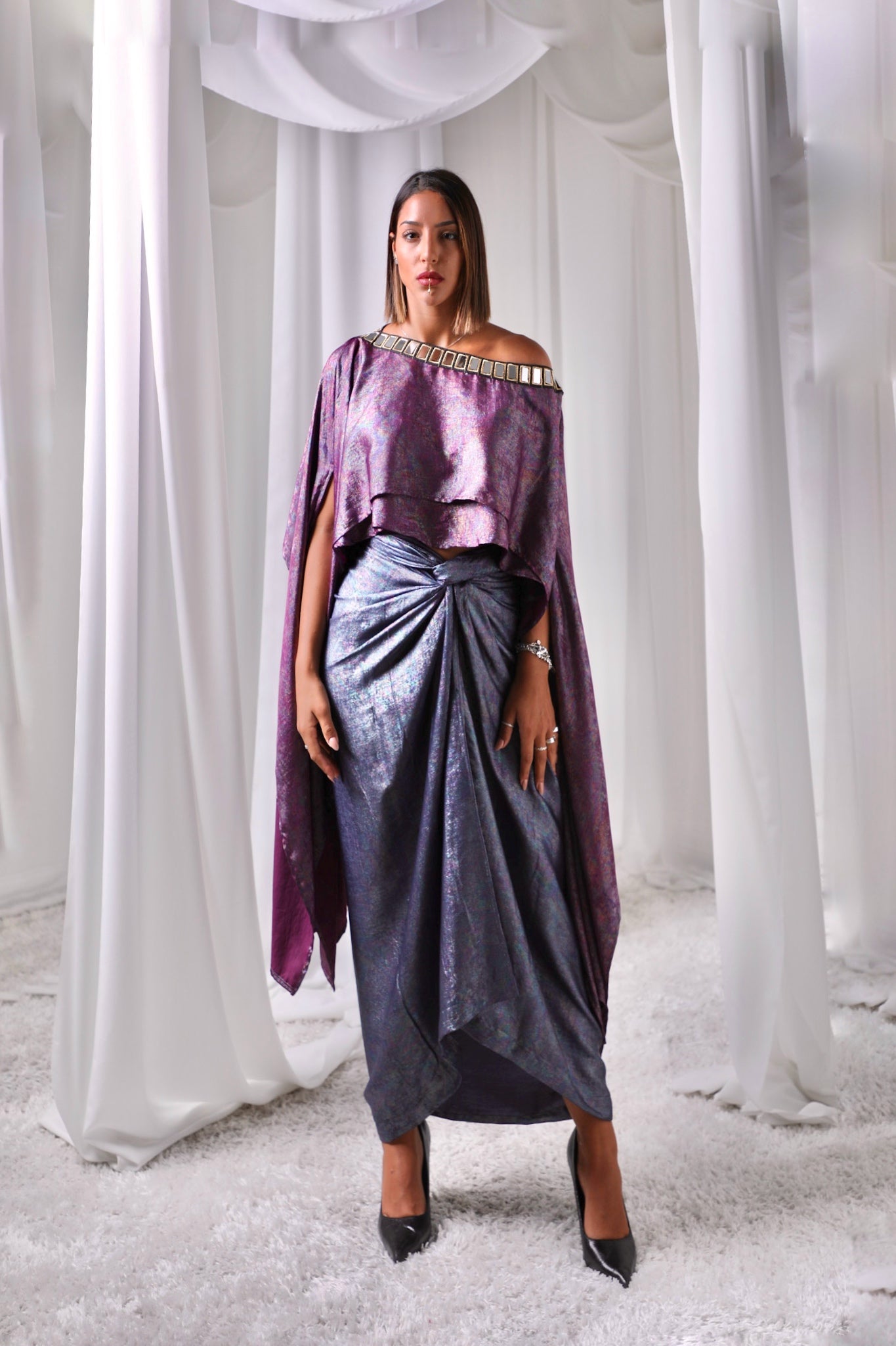 Gleam drape skirt set