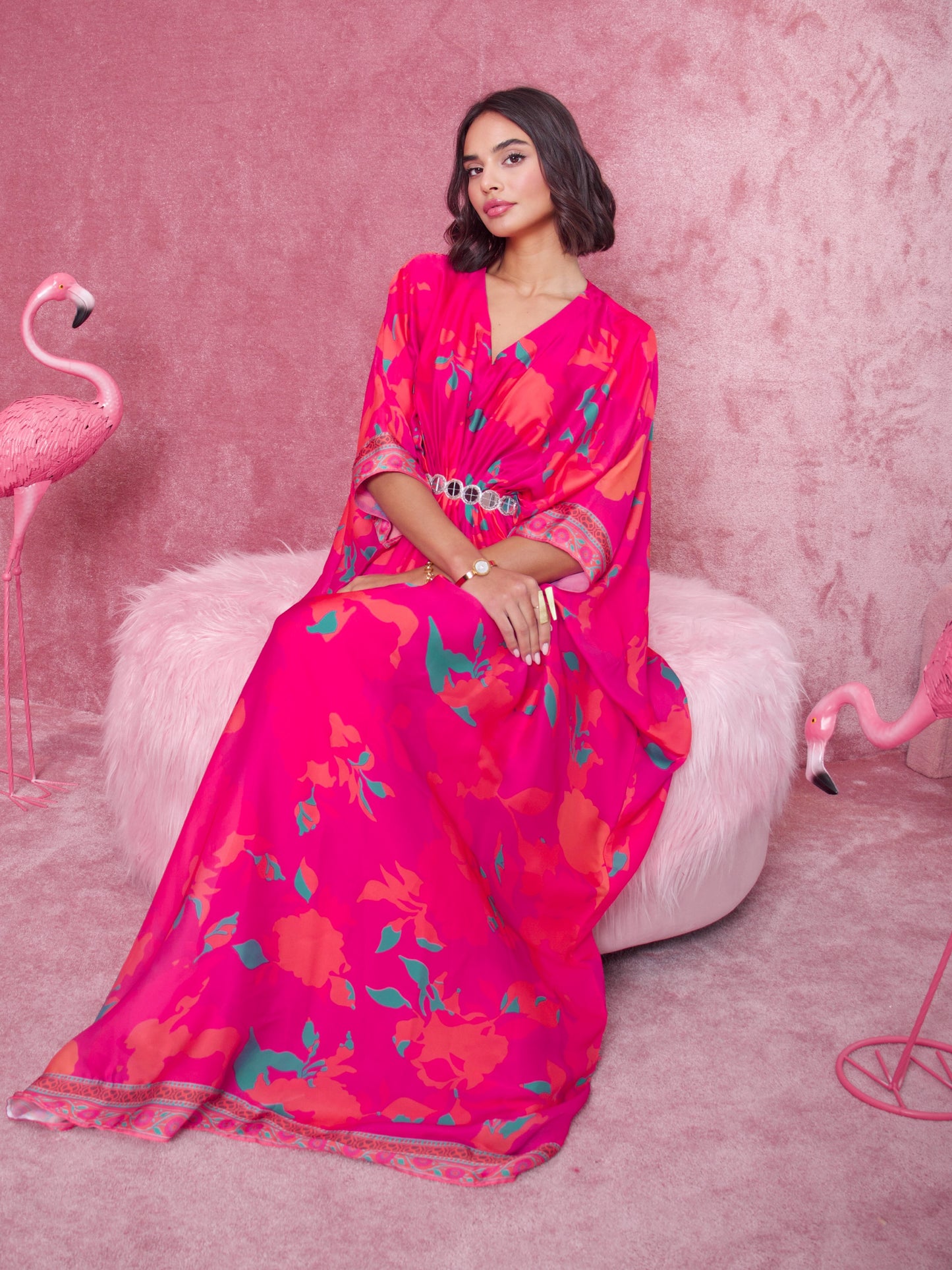 Fuschia Print Kaftan