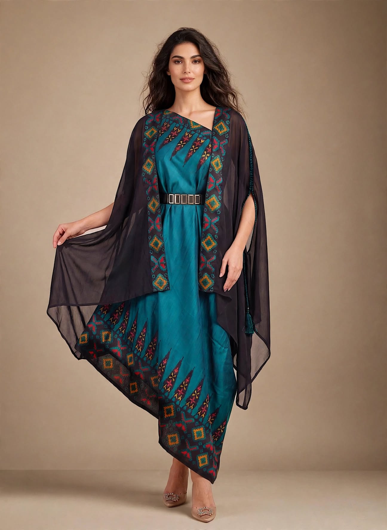 ankara blu cape set