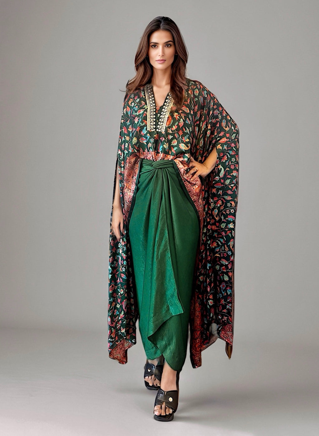 Green Drape Skirt set