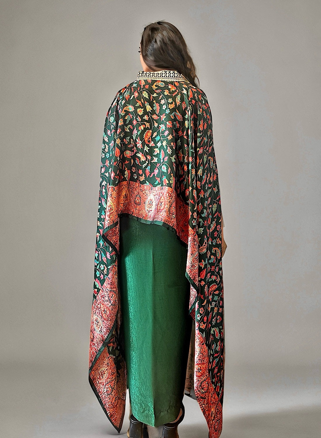 Green Drape Skirt set