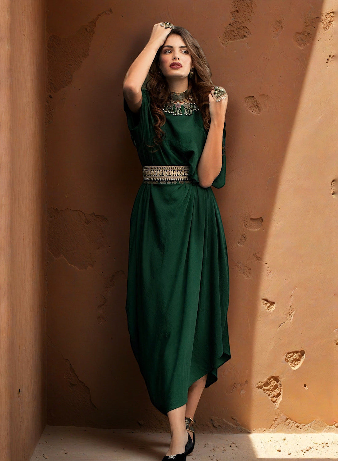 EMERALD DRAPE GOWN