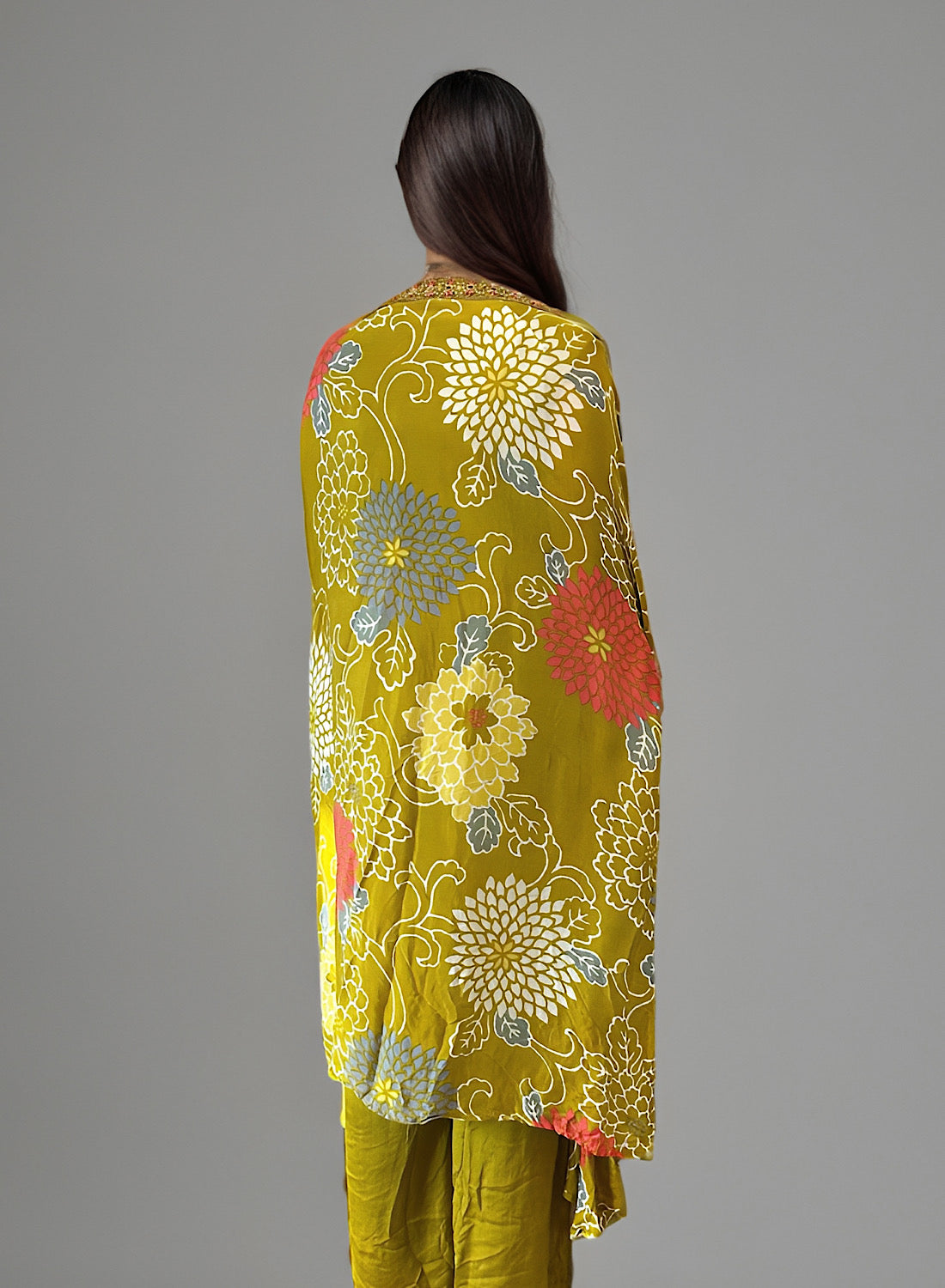 Mustard Floral cape it