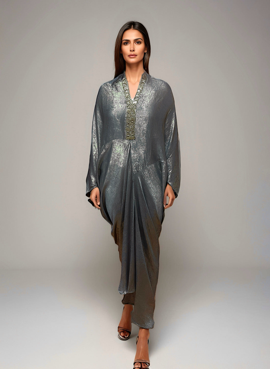 Shimmer drape kaftan