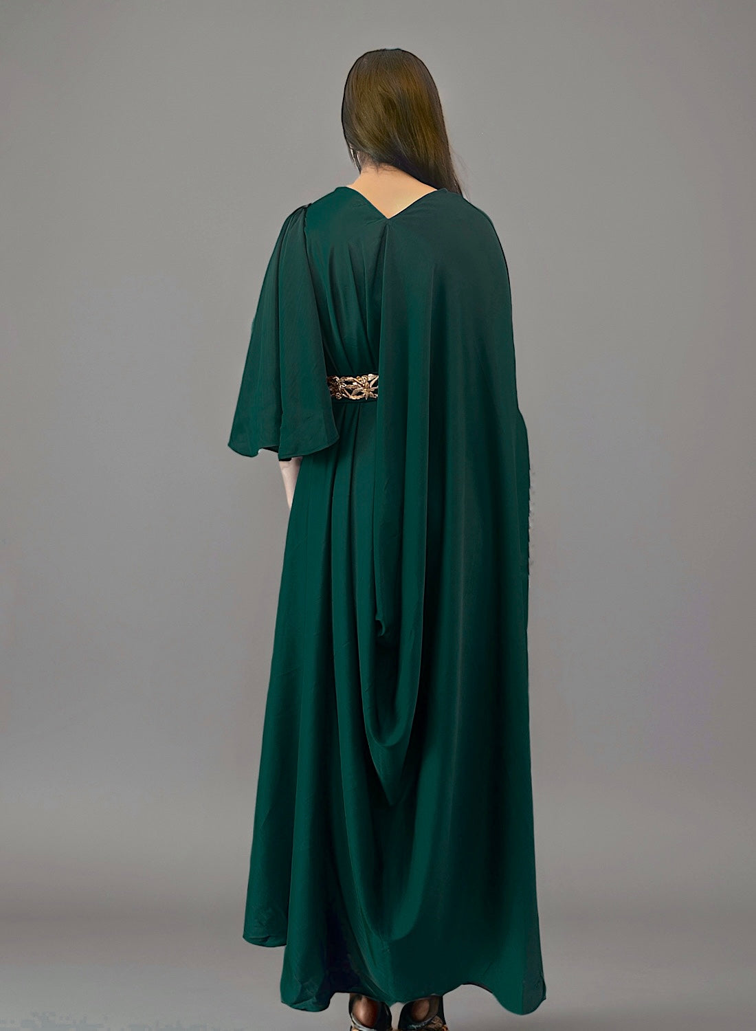 (Green) Drape Silk kaftan