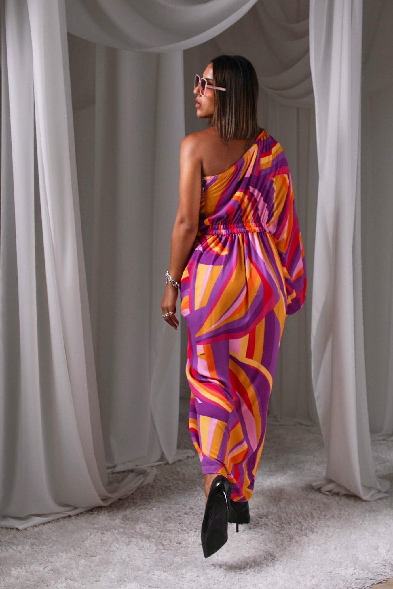 Huescape pleat dress