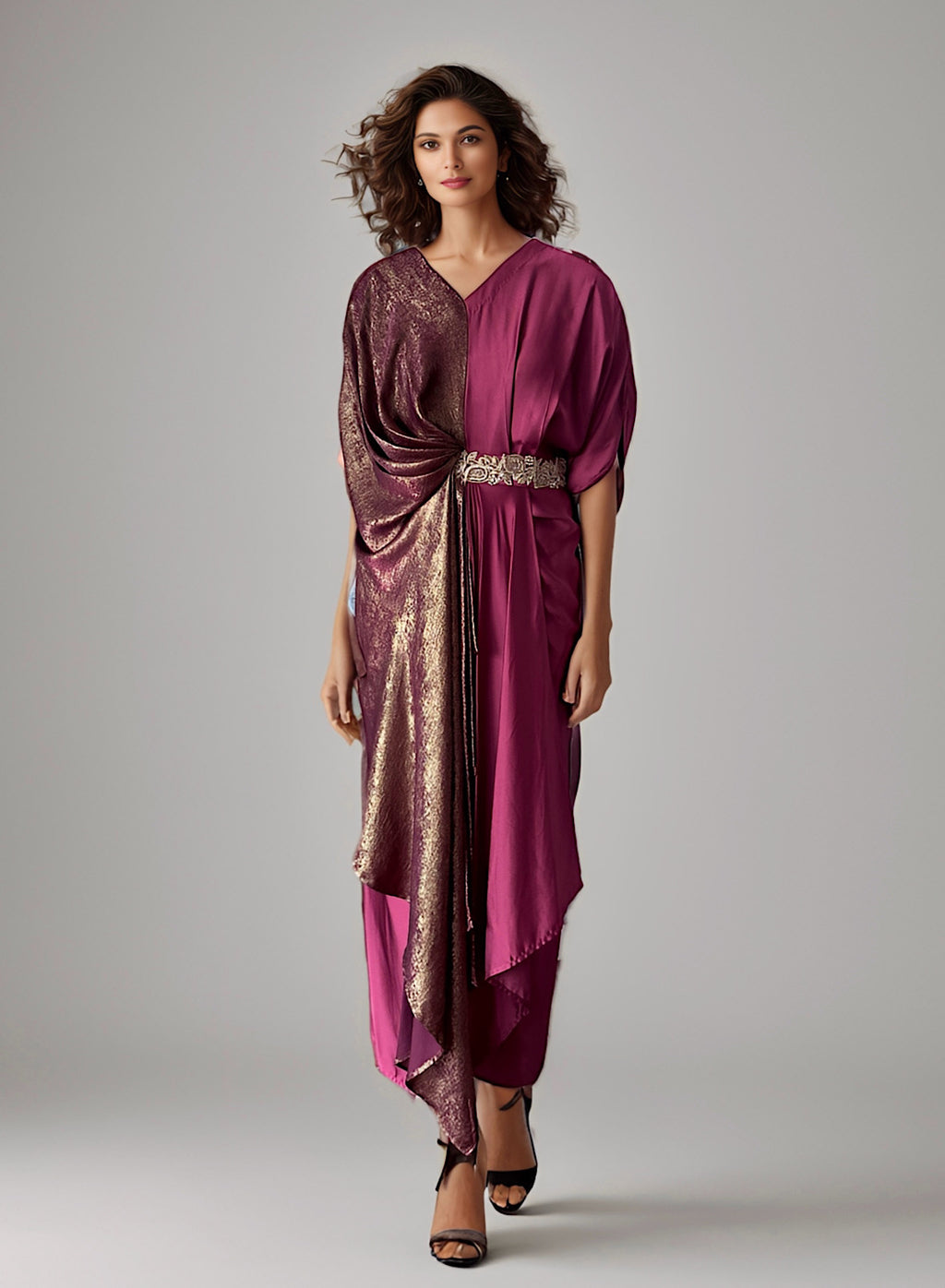 Multiprinted Pleat Dress