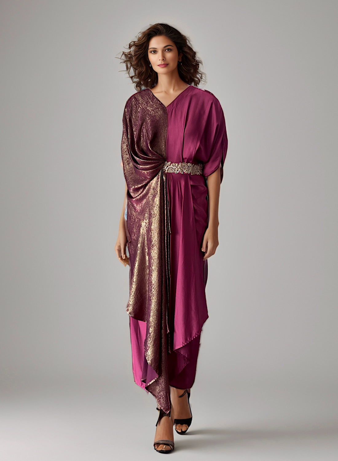 Multiprinted Pleat Dress