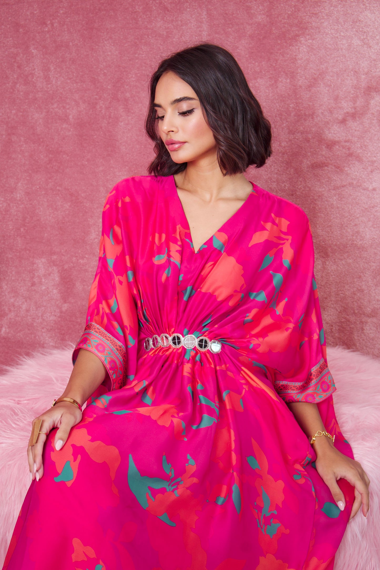 Fuschia Print Kaftan