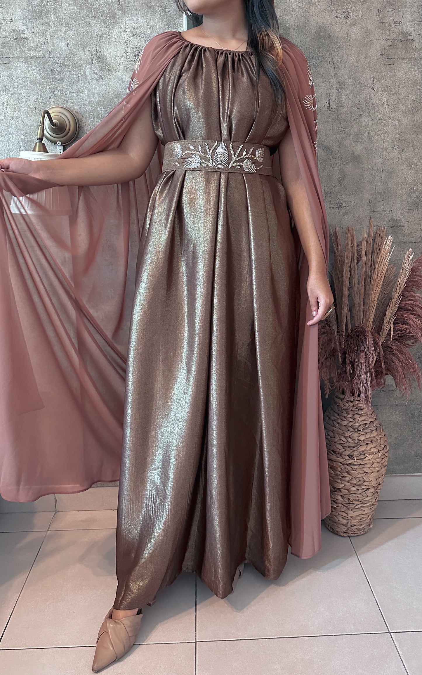 Mauve cape gown