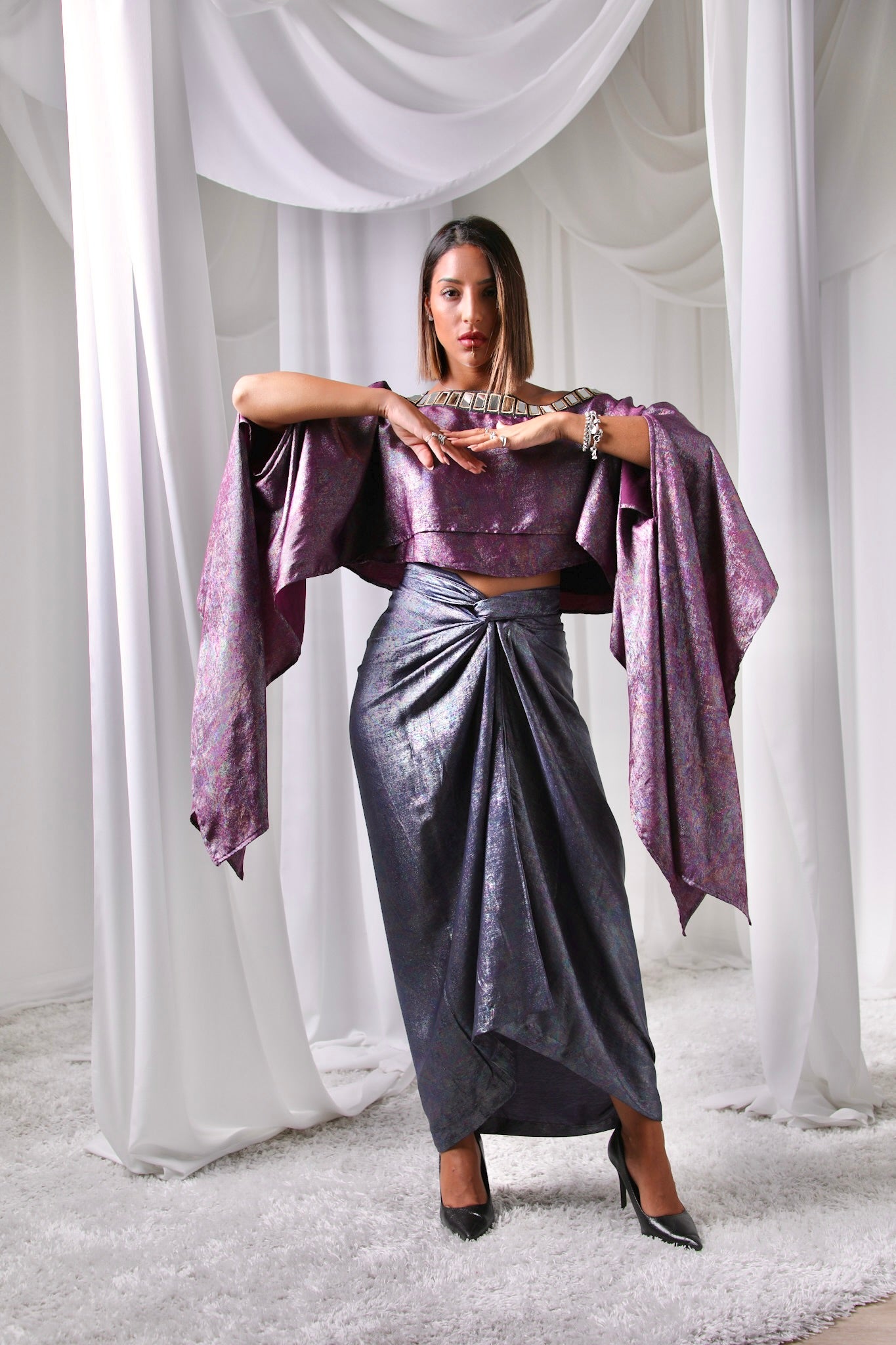 Gleam drape skirt set