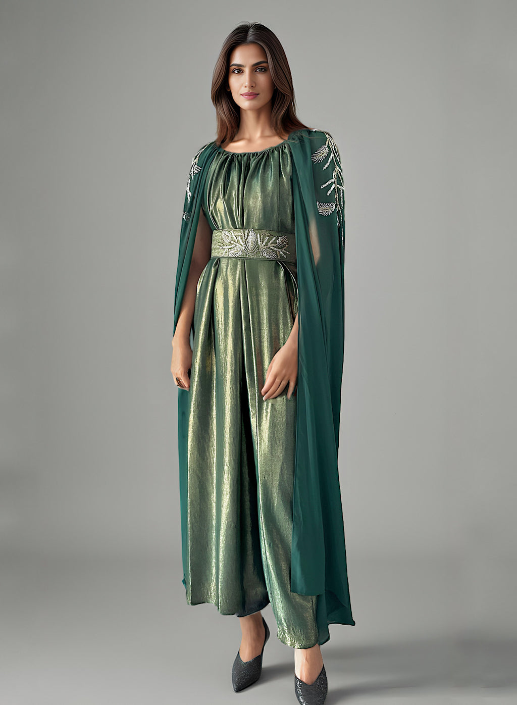 Green cape gown