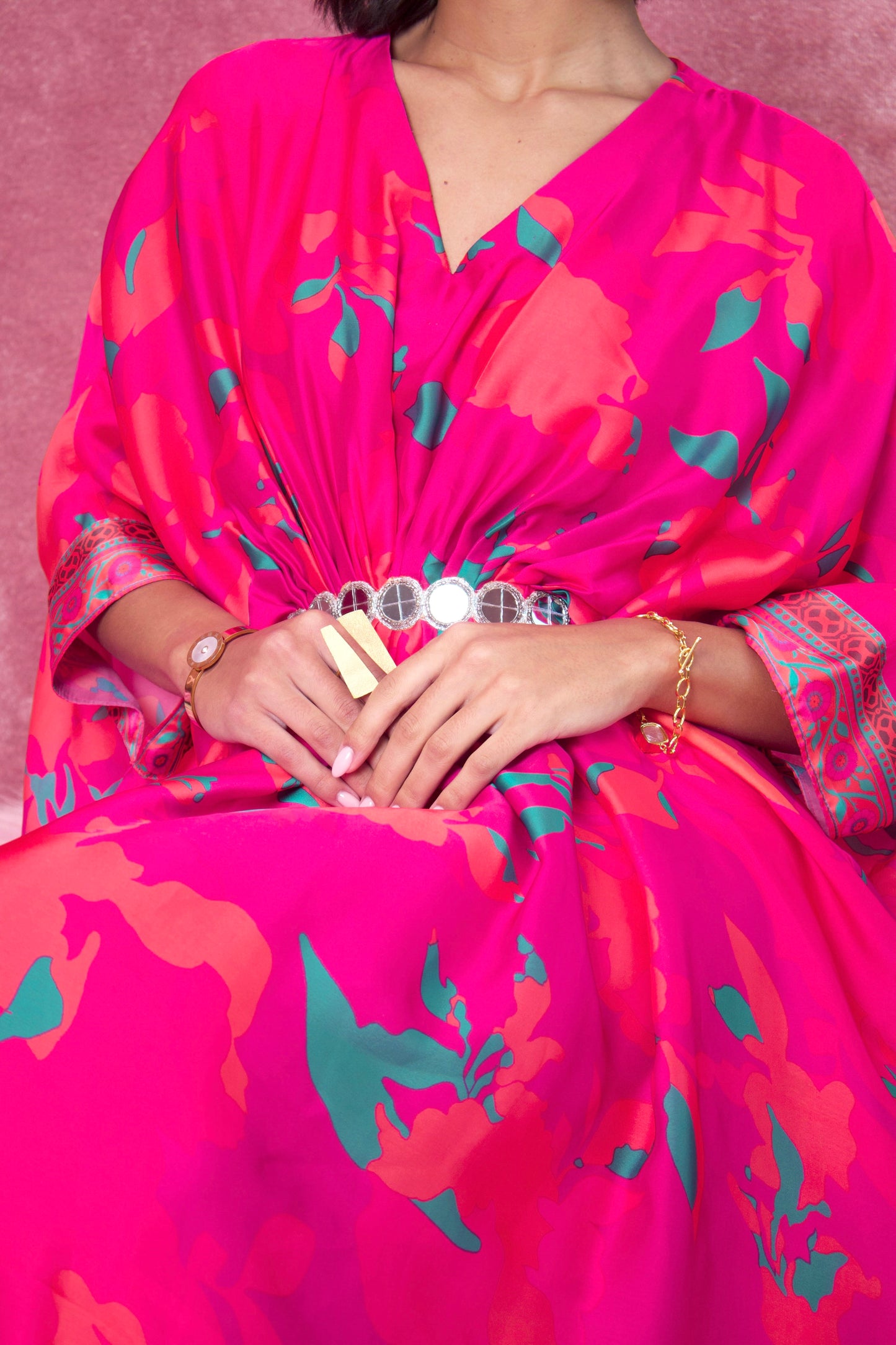 Fuschia print kaftan