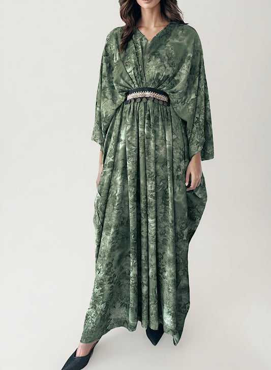 Olive abstract kaftan