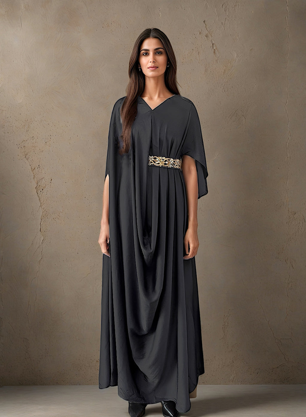(Black) Drape Silk kaftan