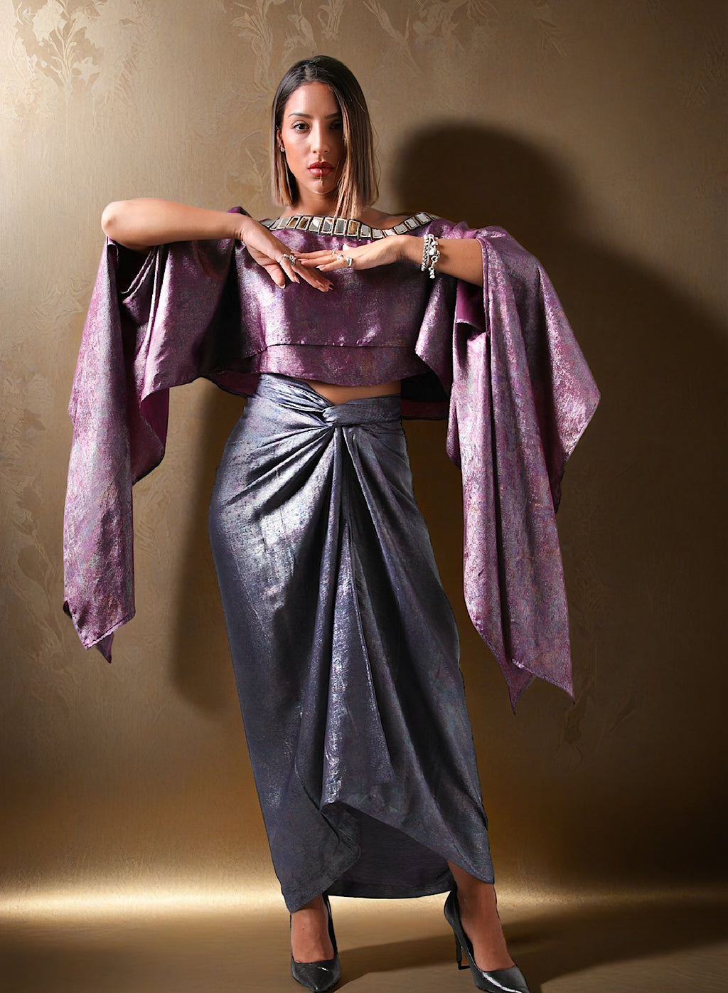 Gleam drape skirt set