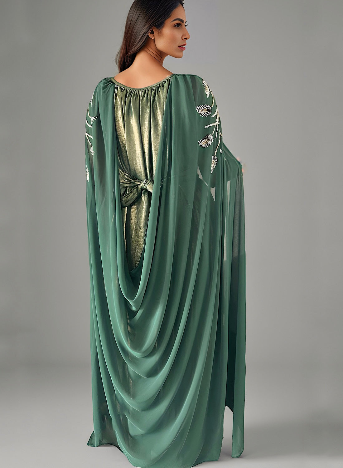 Green cape gown