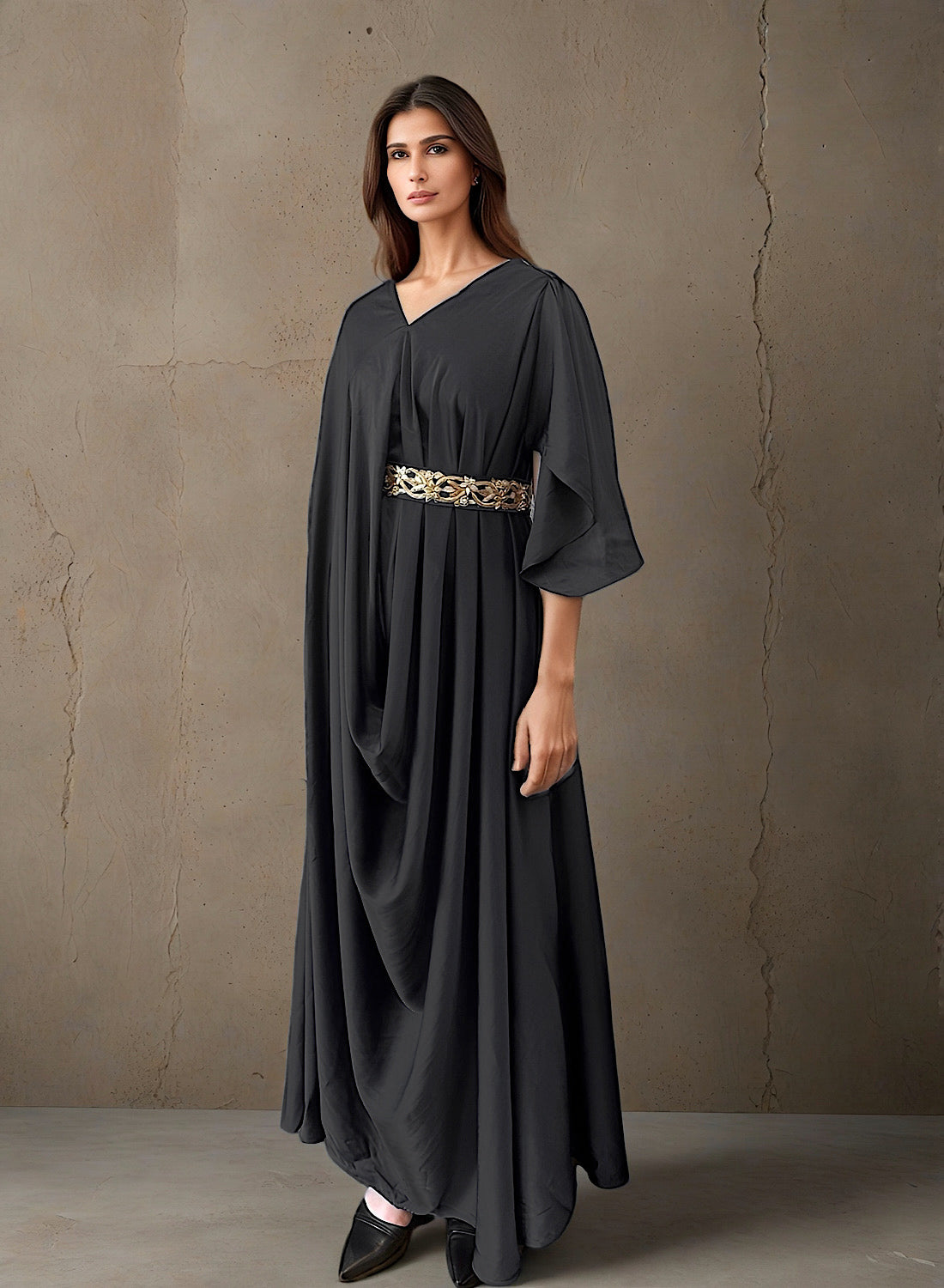 (Black) Drape Silk kaftan