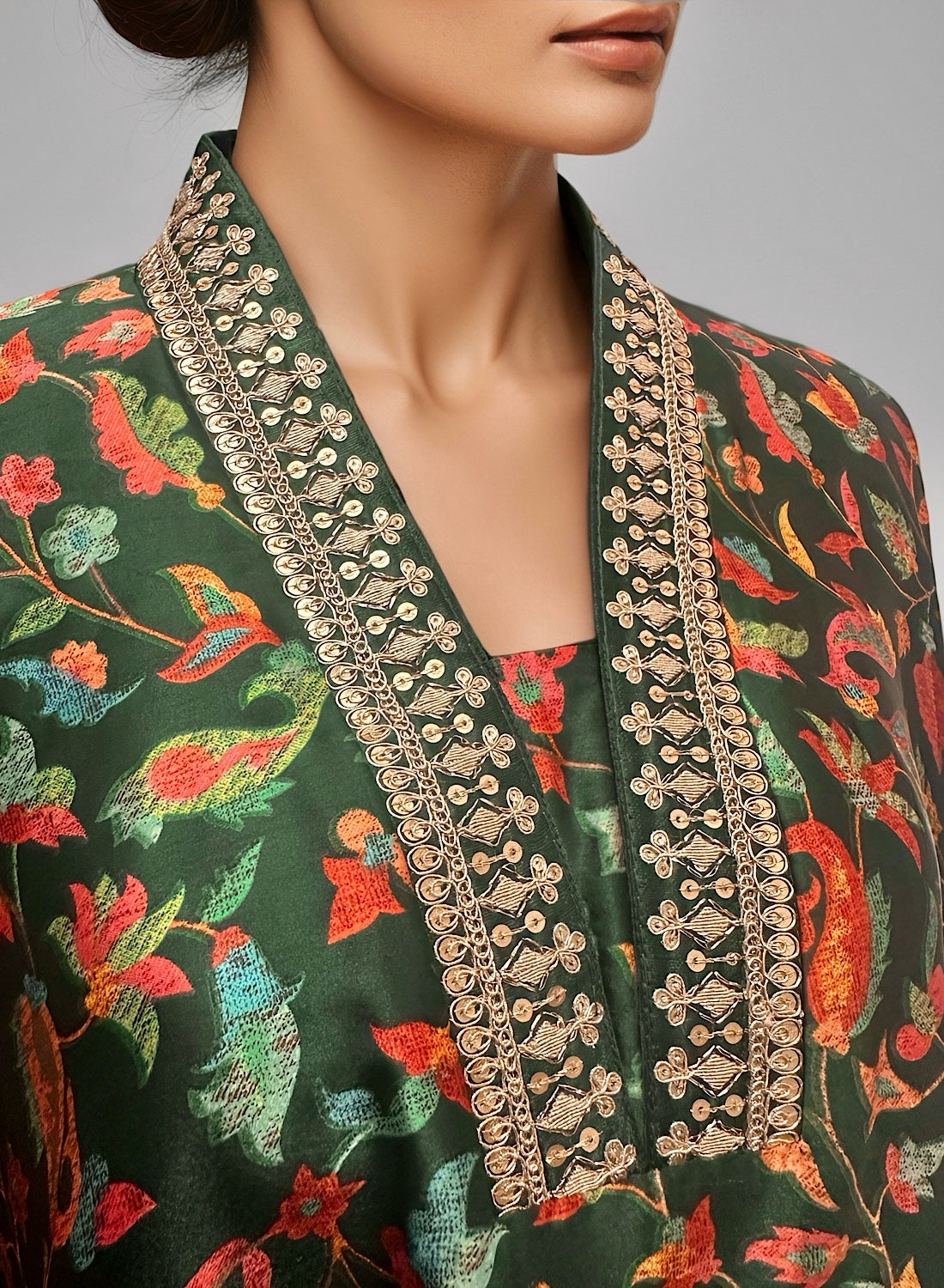 Green Drape Skirt set