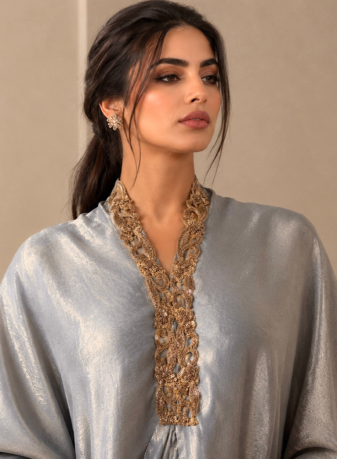 Shimmer drape kaftan