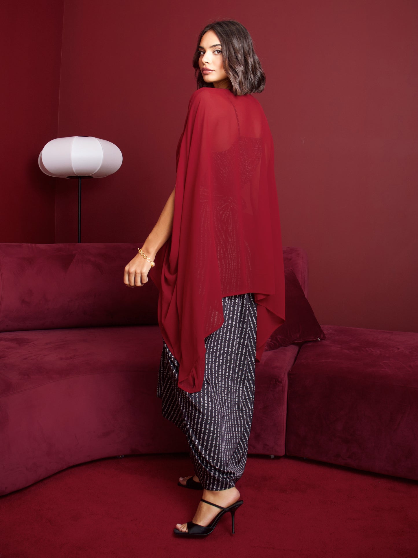 Pleated dress Cape set