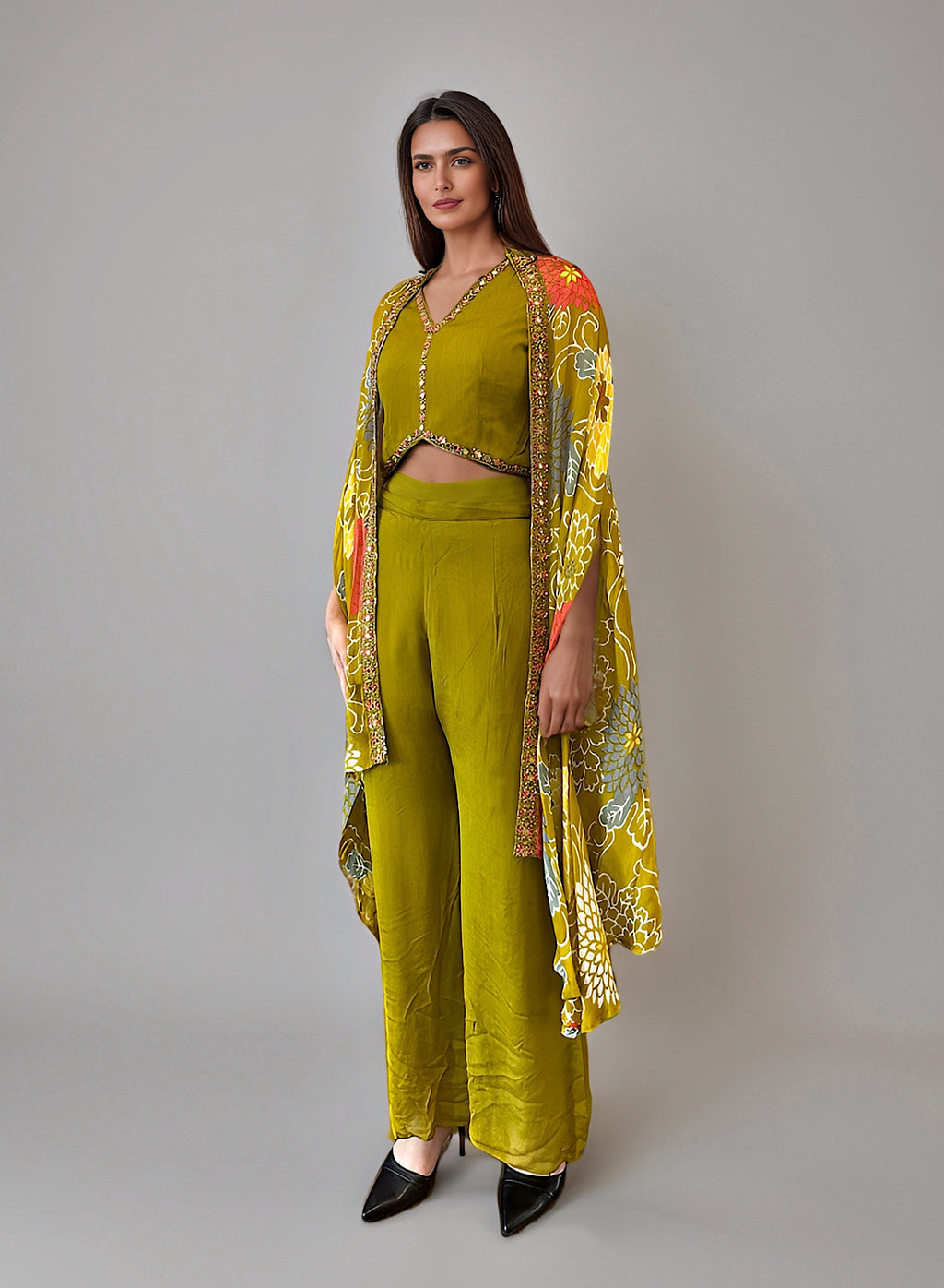 Mustard Floral cape it