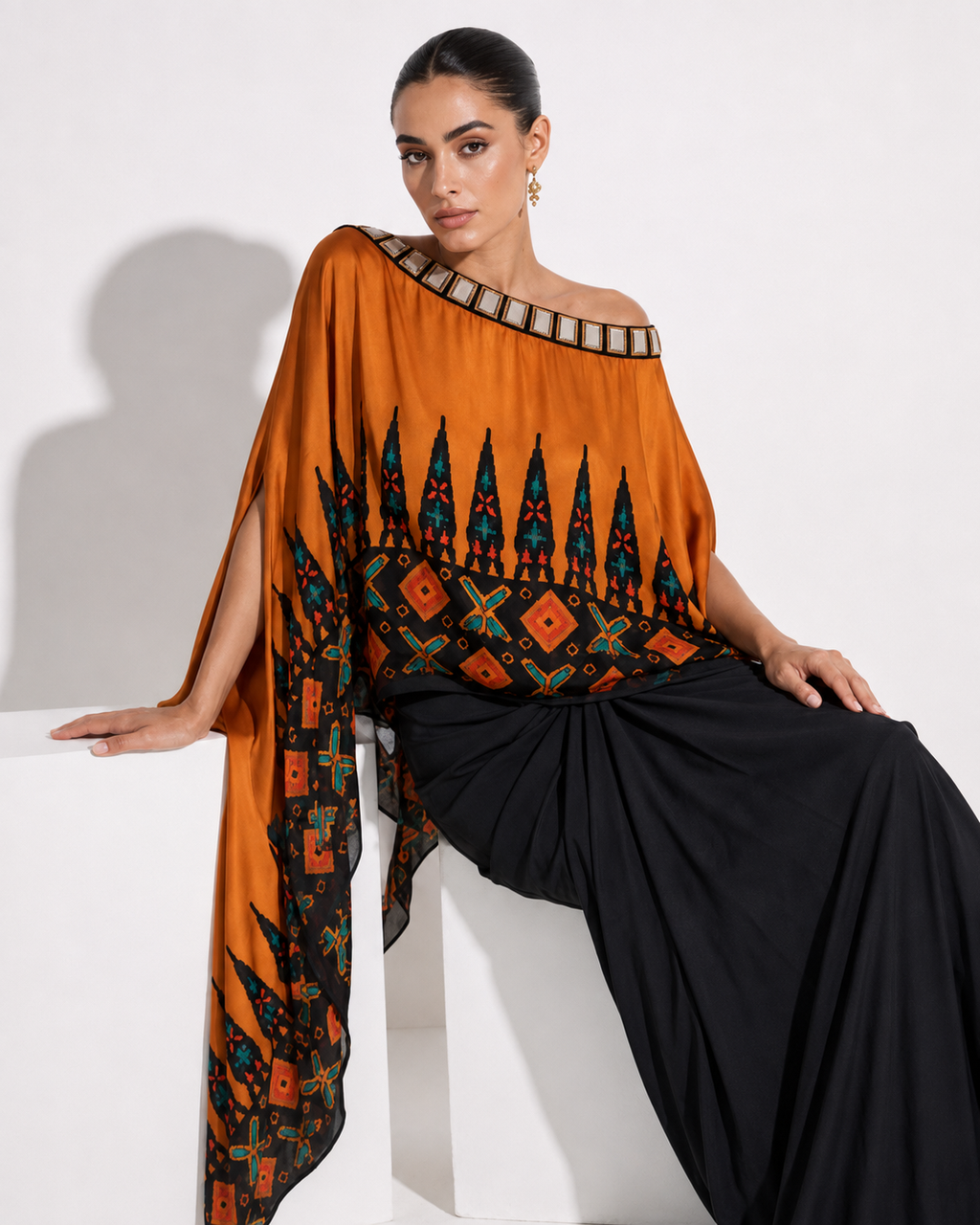 Ankara gold drape skirt set