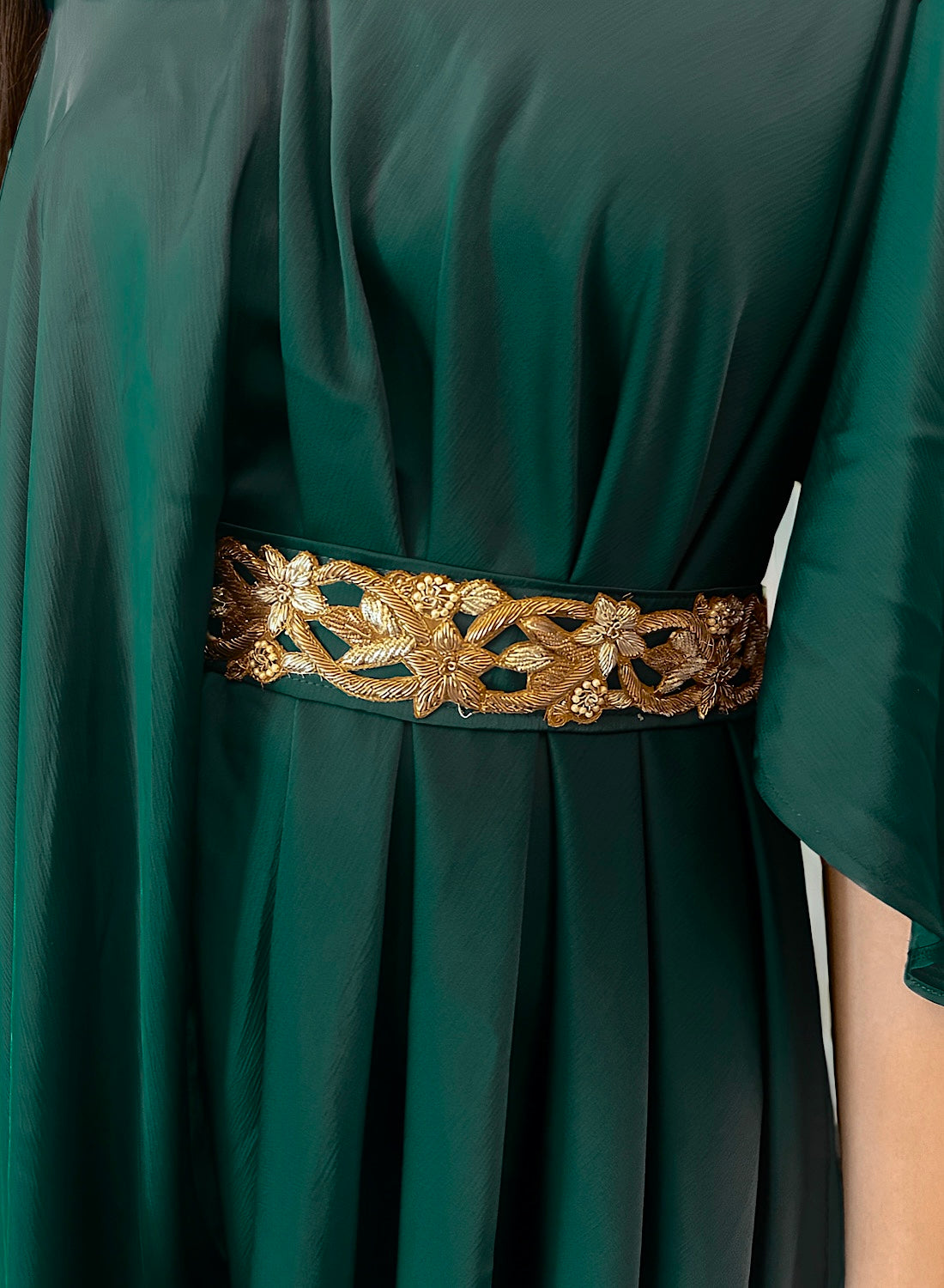 (Green) Drape Silk kaftan