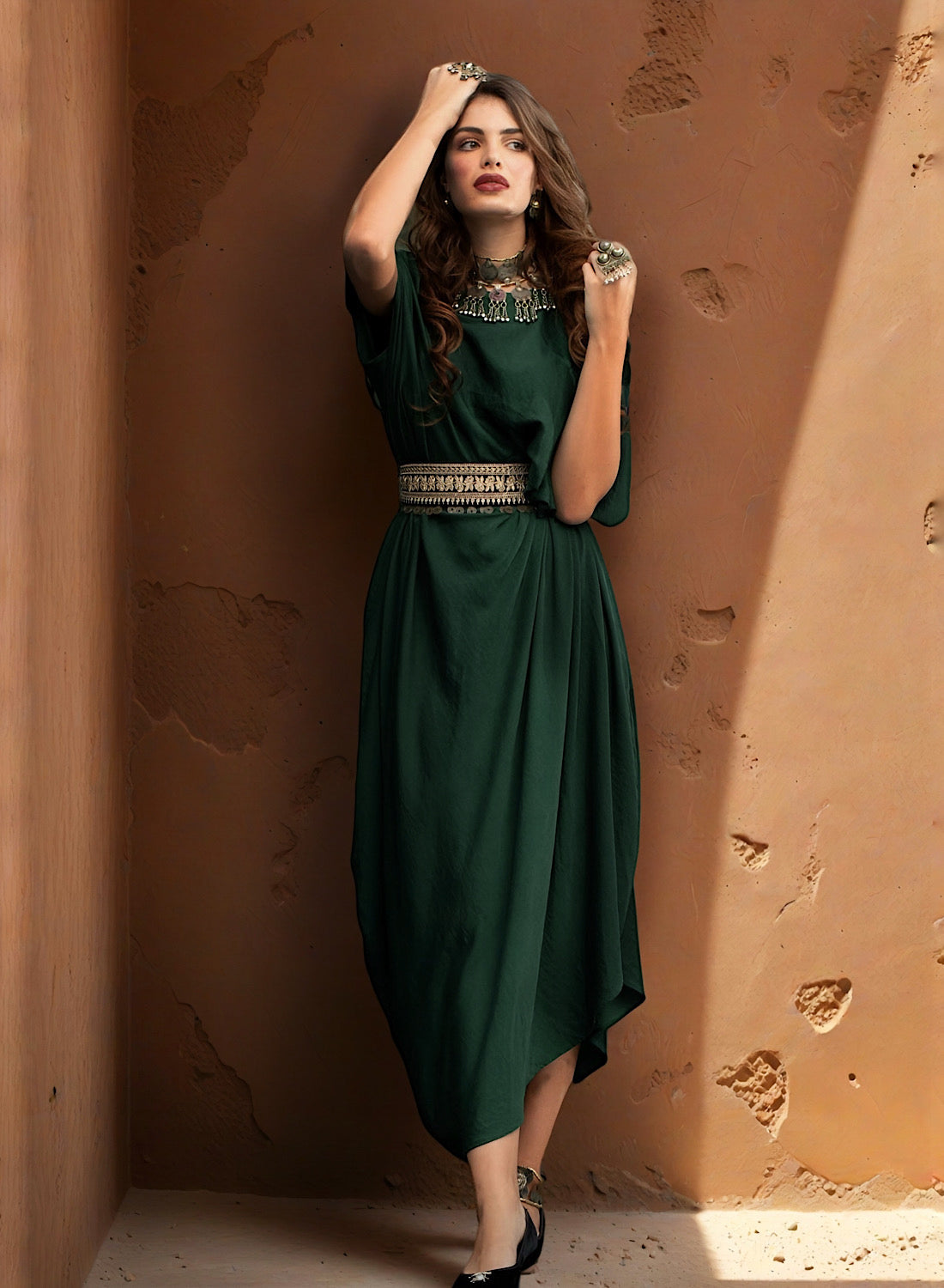 EMERALD DRAPE GOWN
