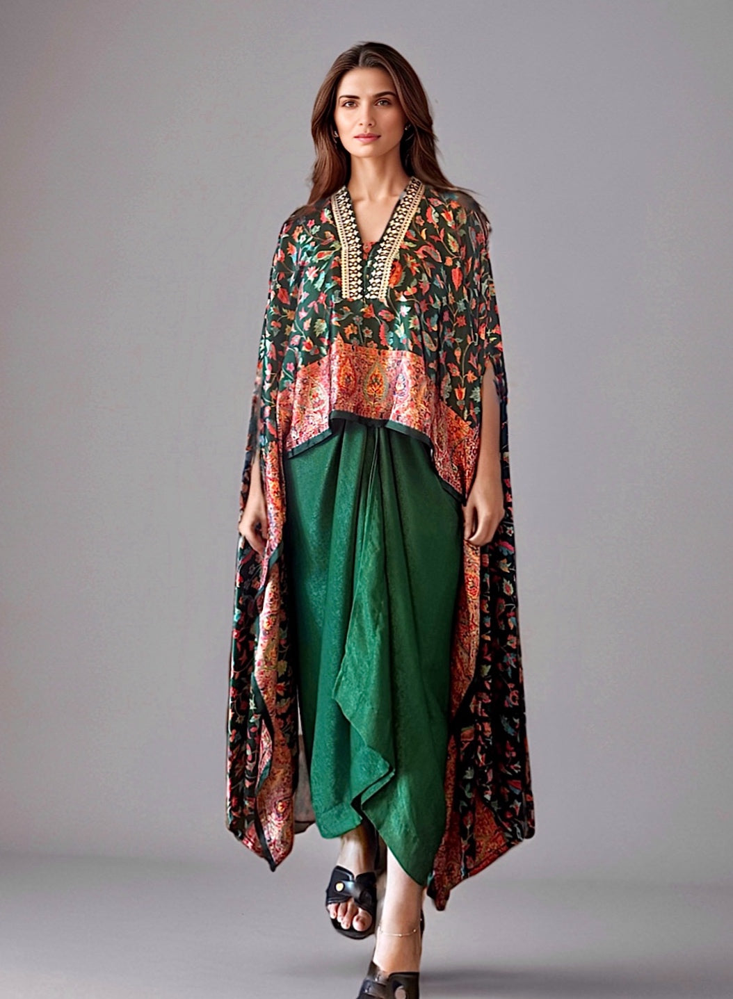 Green Drape Skirt set