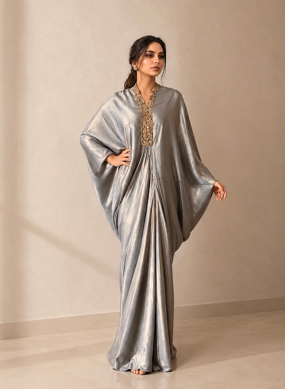 Shimmer drape kaftan