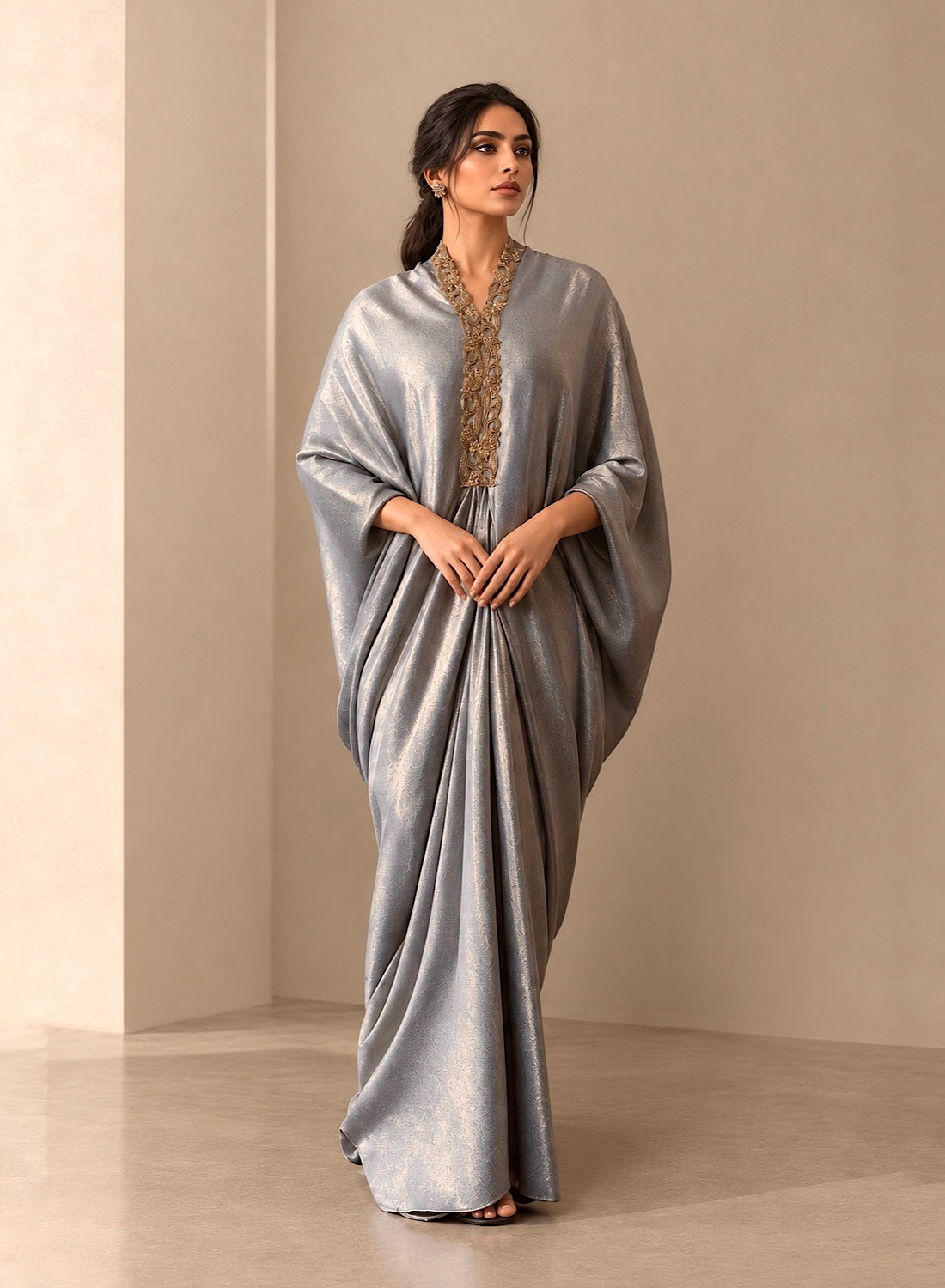 Shimmer drape kaftan