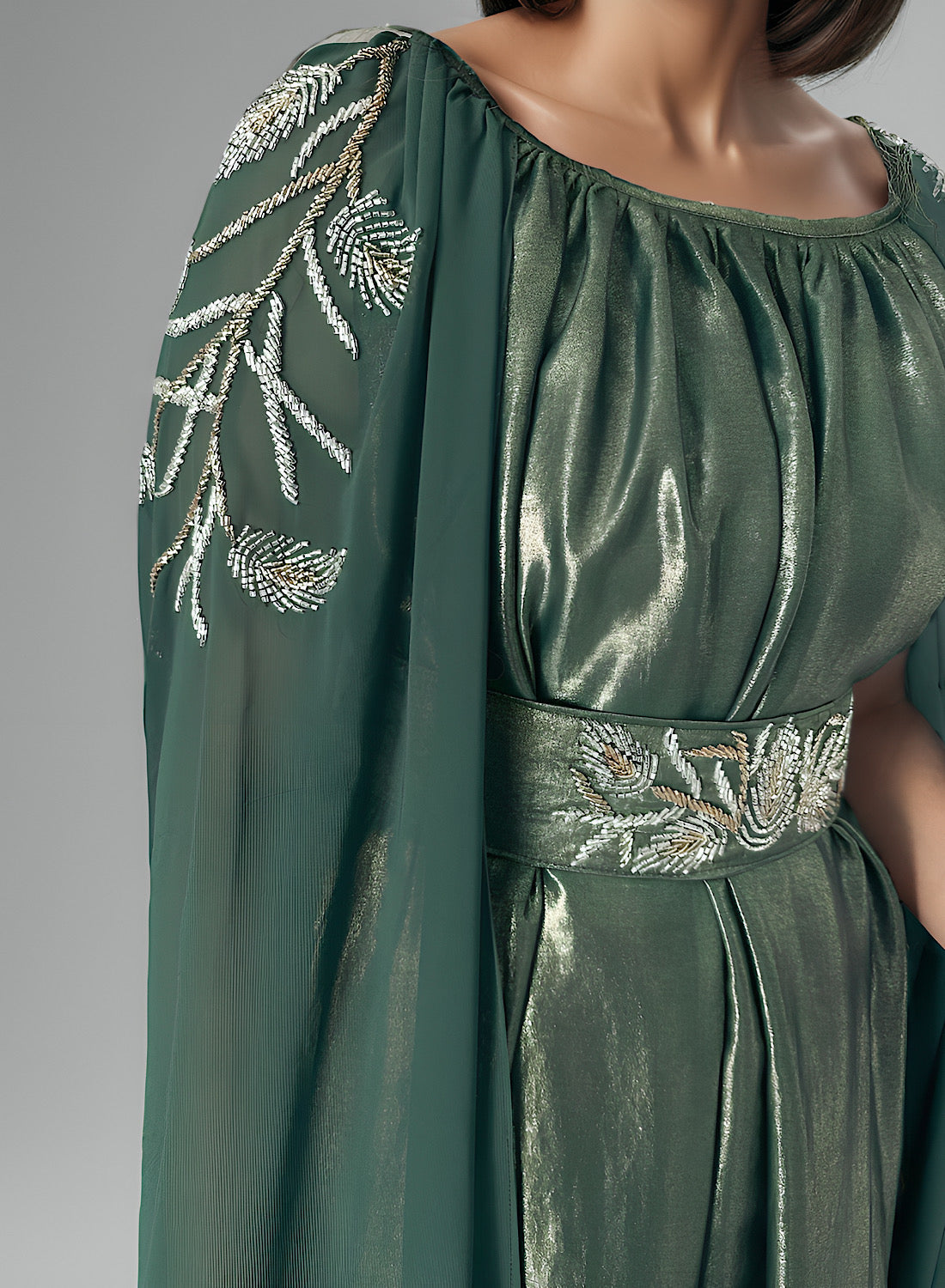 Green cape gown