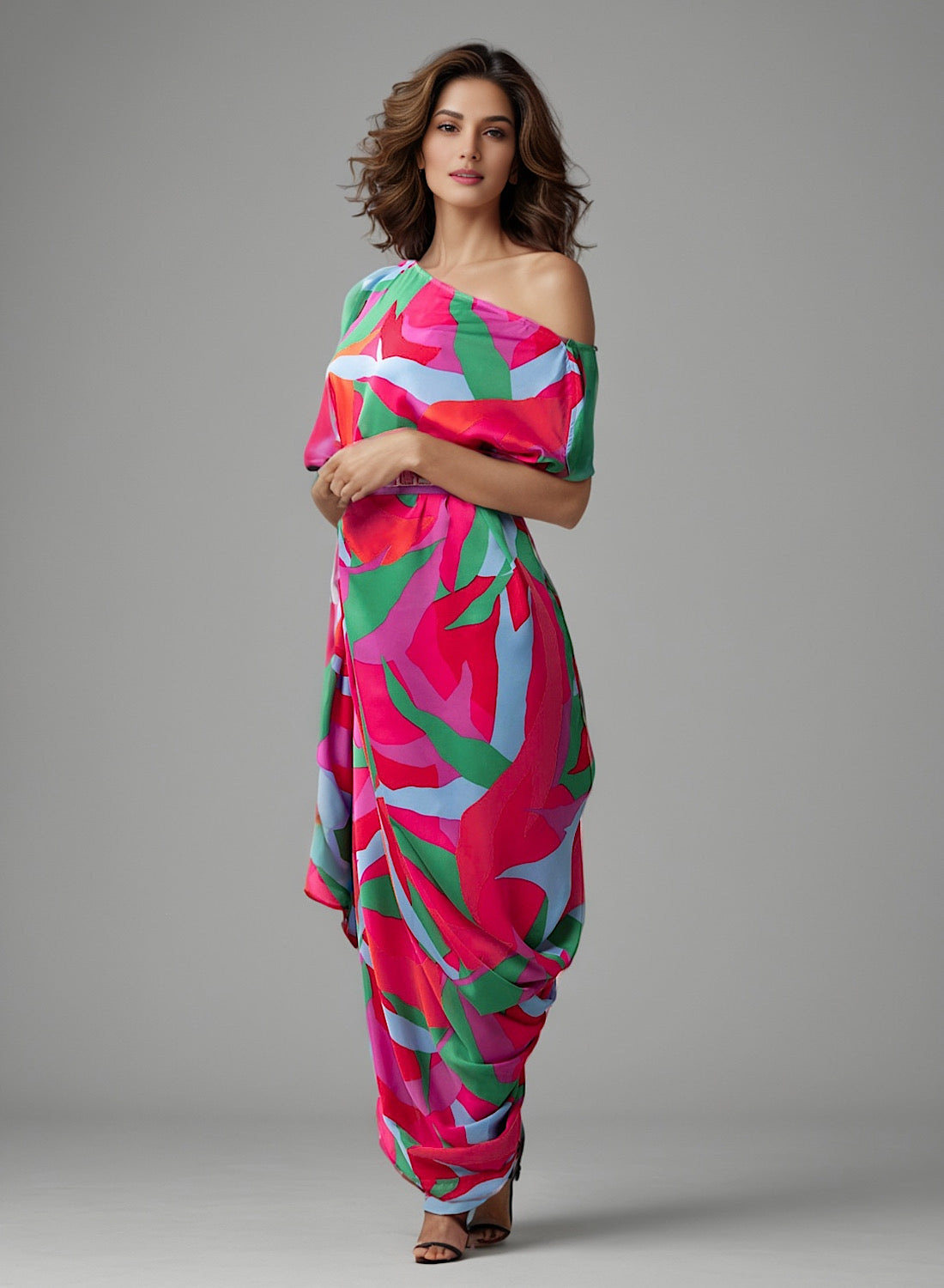 Print drape dress
