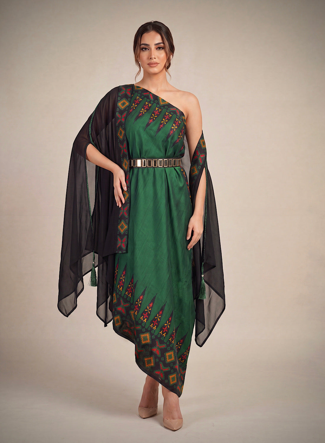 Ankara Green Cape set