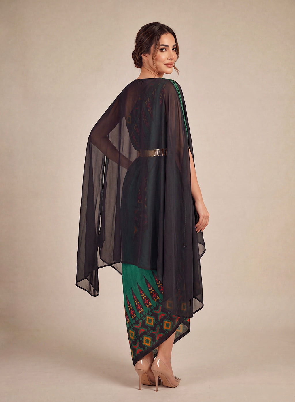 Ankara Green Cape set