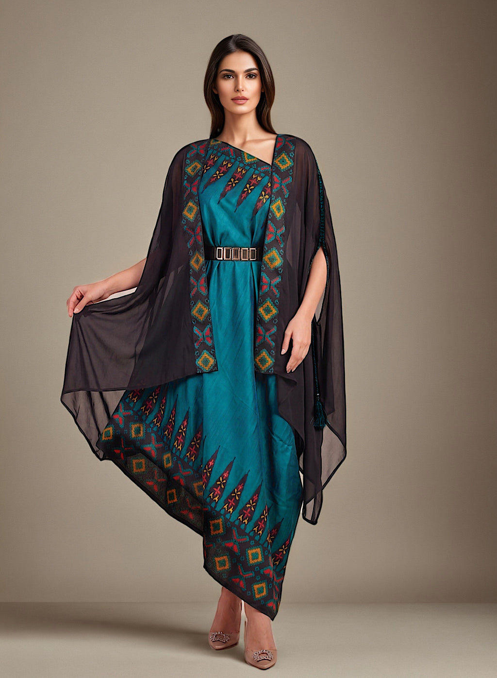 ankara blu cape set